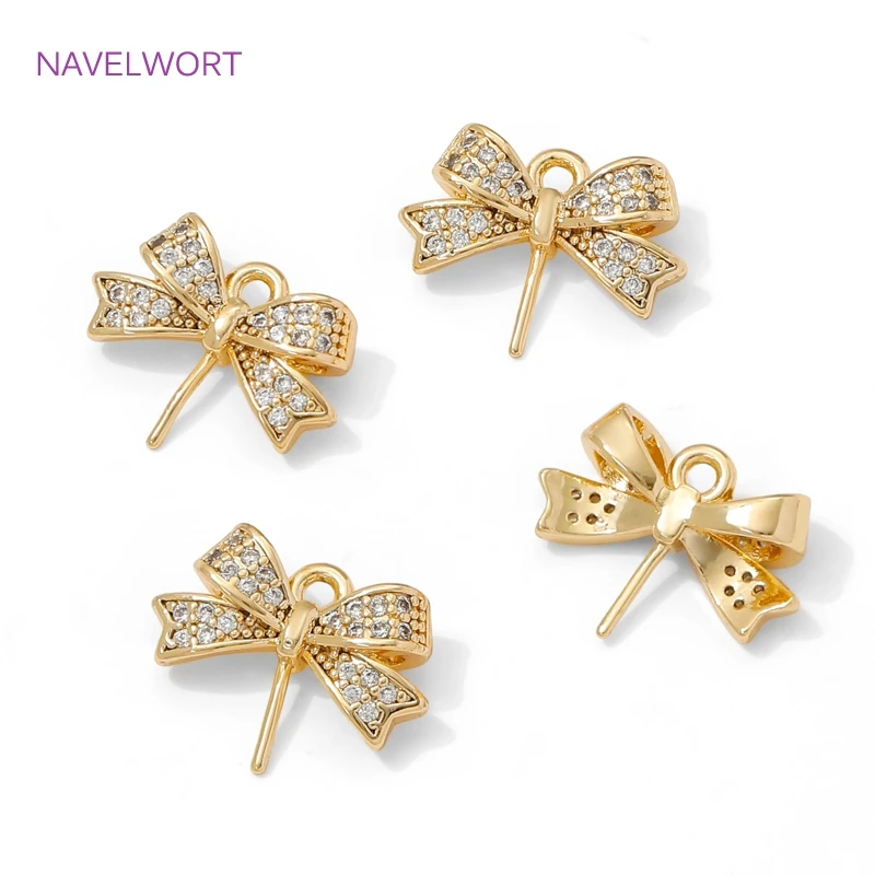 18K Gold Plated Pearl Pendant Mounting Bails Connectors,Inlaid Zircon Pendants Bail Clasps,For DIY Jewelry Making Accessories