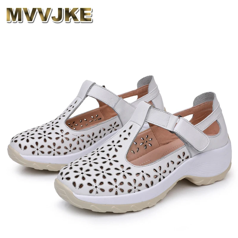 

Genuine Leather Closed Toe Sandals For Women Hollow Out Summer Slides Sandals Cover Heel Leisure Ladies Sandals Handmade