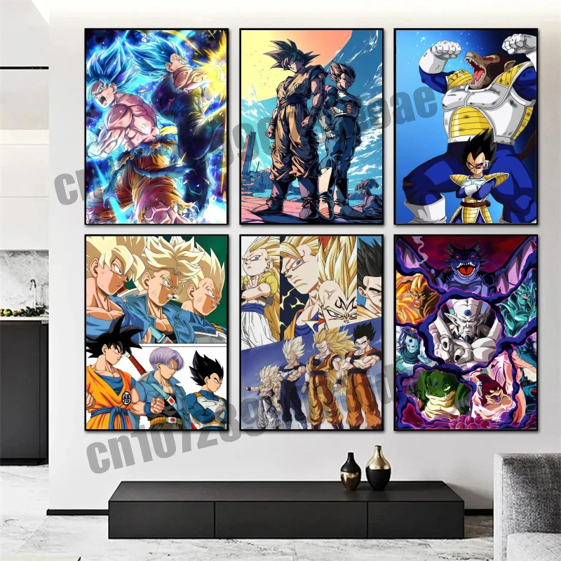 

Anime Dragon Ball Fan Oil Painting Goku Vegeta Hit Trunks Kakarot Cell HD Art Canvas Painting Party Poster Wall Children's Gifts