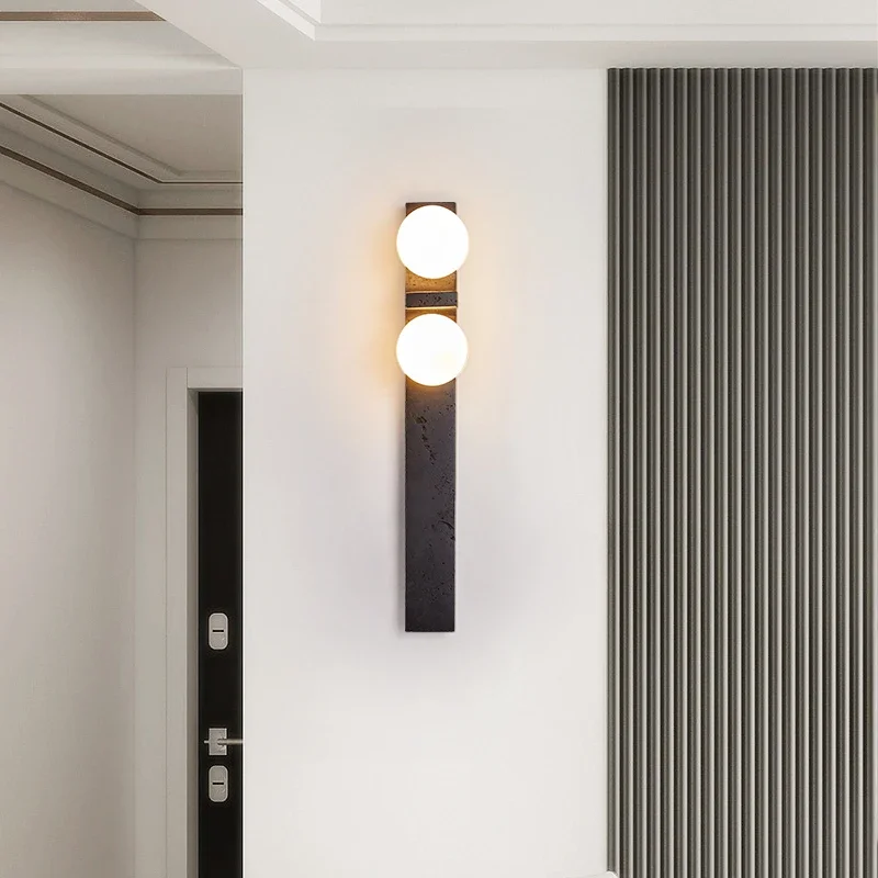 

Retro Italian Stone Rectangular Creative Glass LED Decor Home Wall Lamp Bar Bedroom Foyer Dining Room Lighting Fixtures