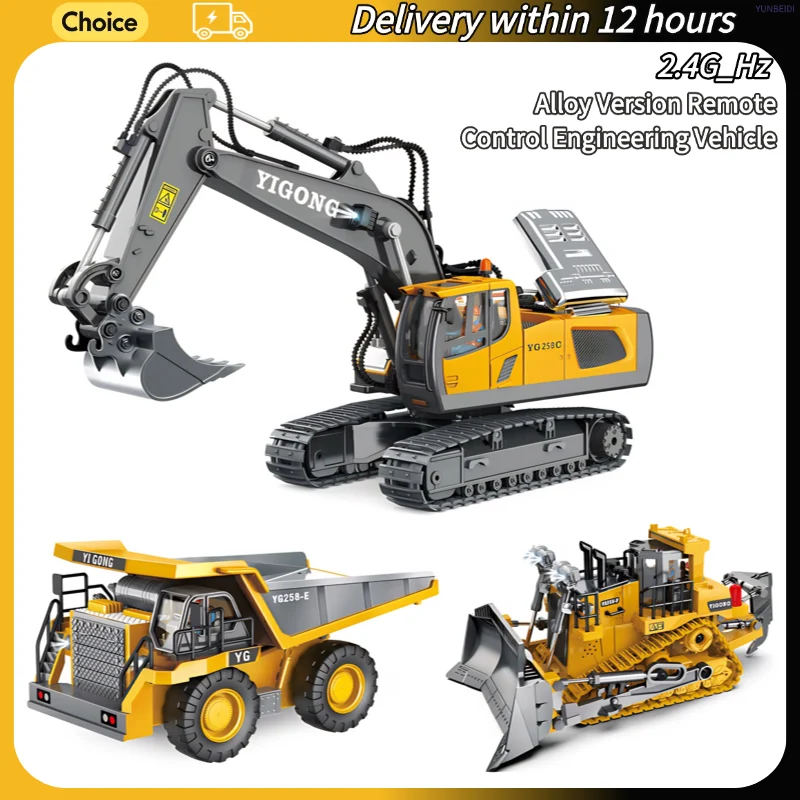 

4WD Remote Control Excavator Toy 2.4GHz RC Construction Vehicle Dump Truck Bulldozer Crawler Engineering Car Best for Kids Gifts