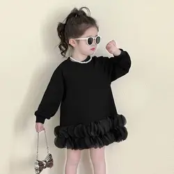 Autumn Toddler Baby Long Sleeve TUTU Dresses for Girls Black Mini Princess Dress Children Clothing Infant Outfits Dress 2 3 4 5