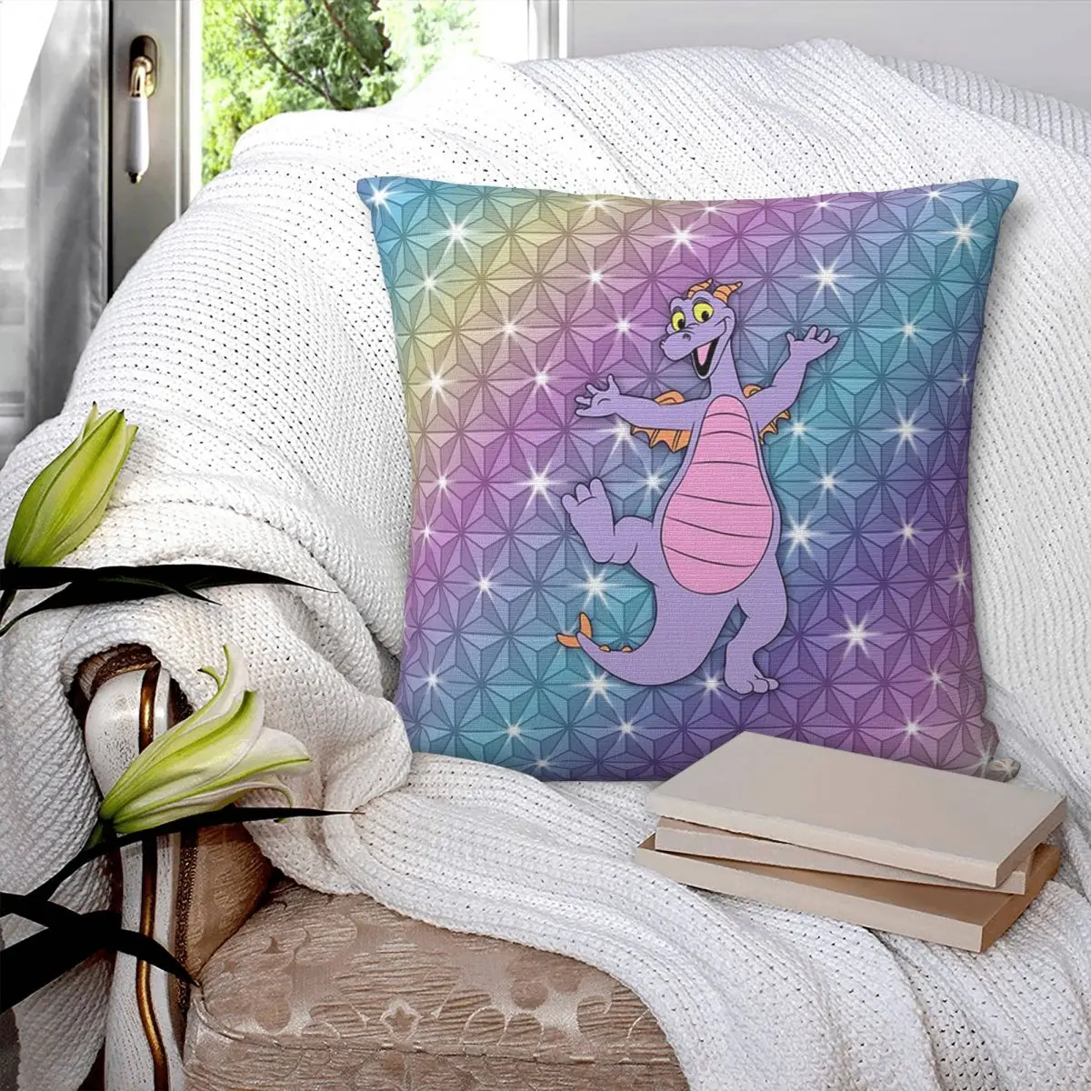 Epcot Figment Beacon Of Magic Square Pillowcase Pillow Cover Polyester Cushion Zip Decorative Comfort Throw Pillow for Home Sofa