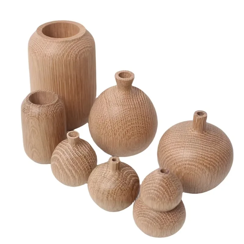 Solid wood flower ware, wooden crafts, quiet style home decoration ornaments