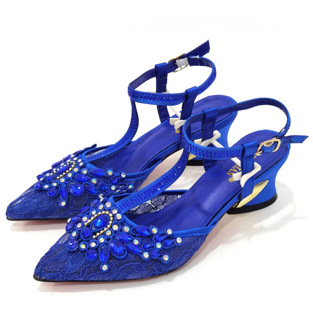 High Quality Elegant Three Dimensional Bag And Ladies High Heel Shiny Material With Big Rhinestones For Nigerian Party