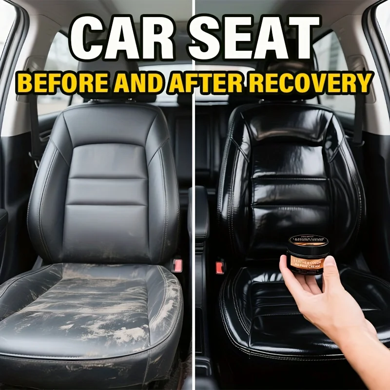 Car Seat Repair Kit with Black Leather Dye, Scratch Repair Cream & Interior Restorer - Easy-to-Apply, Long-Lasting Solution