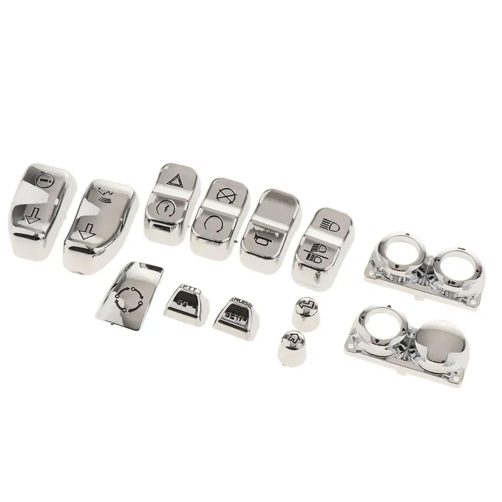 

Chrome Switch Housing Buttons Caps Set Motorcycle Handlebar Switch Cap Kit for Harley 2014-2017 Upgrade