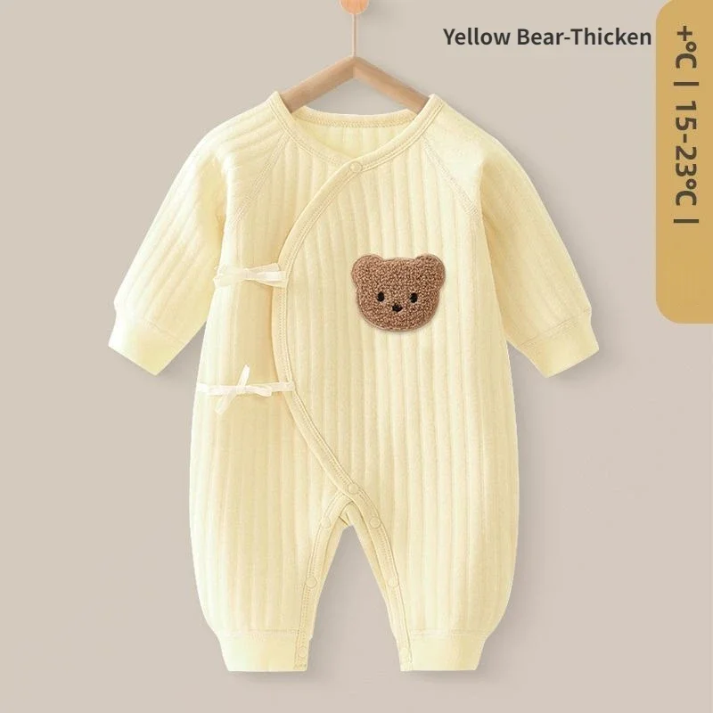 New Autumn Winter Long Sleeve Body Suit & One Piece Thick Bear Romper Baby Clothes  Infant Girls Coat Cotton Jumpsuit DGUKYM