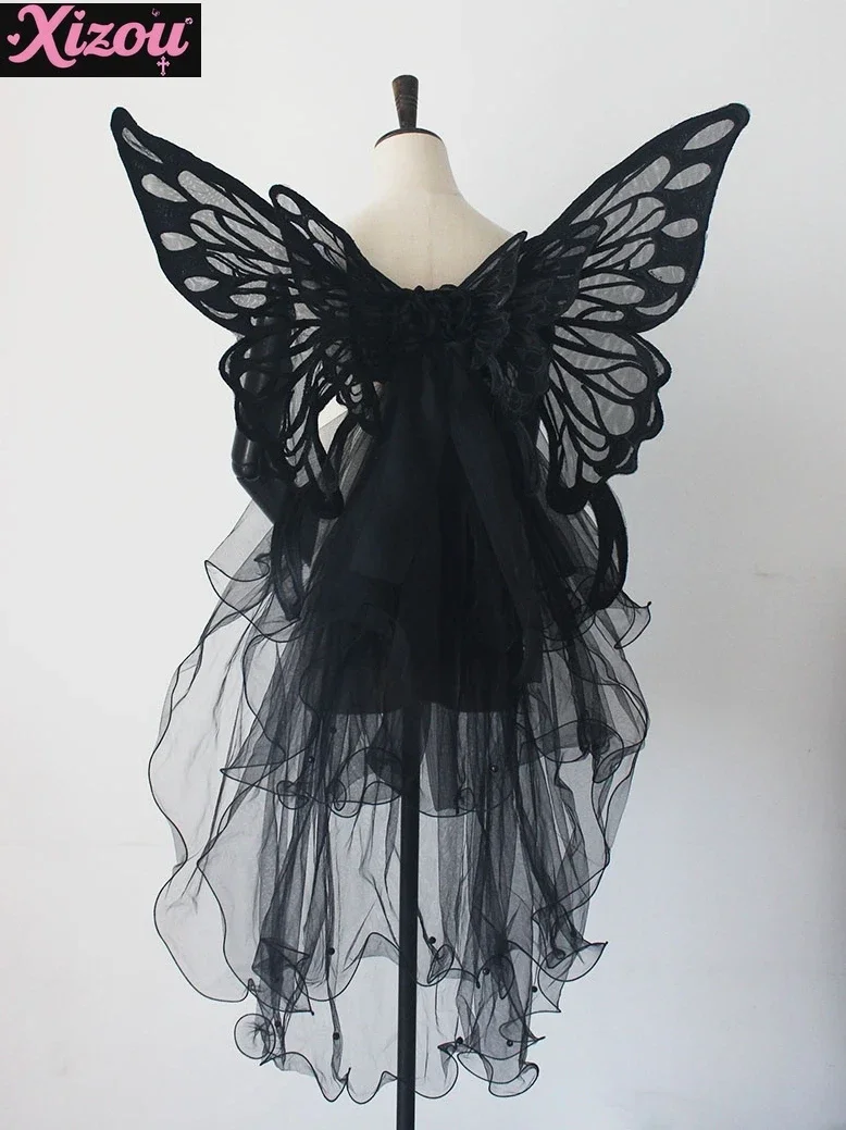 

Japanese Handmade Butterfly Wings Can Back Wear Lolita Mesh Back Decoration Party Photo Props Girls Womens Butterfly Props