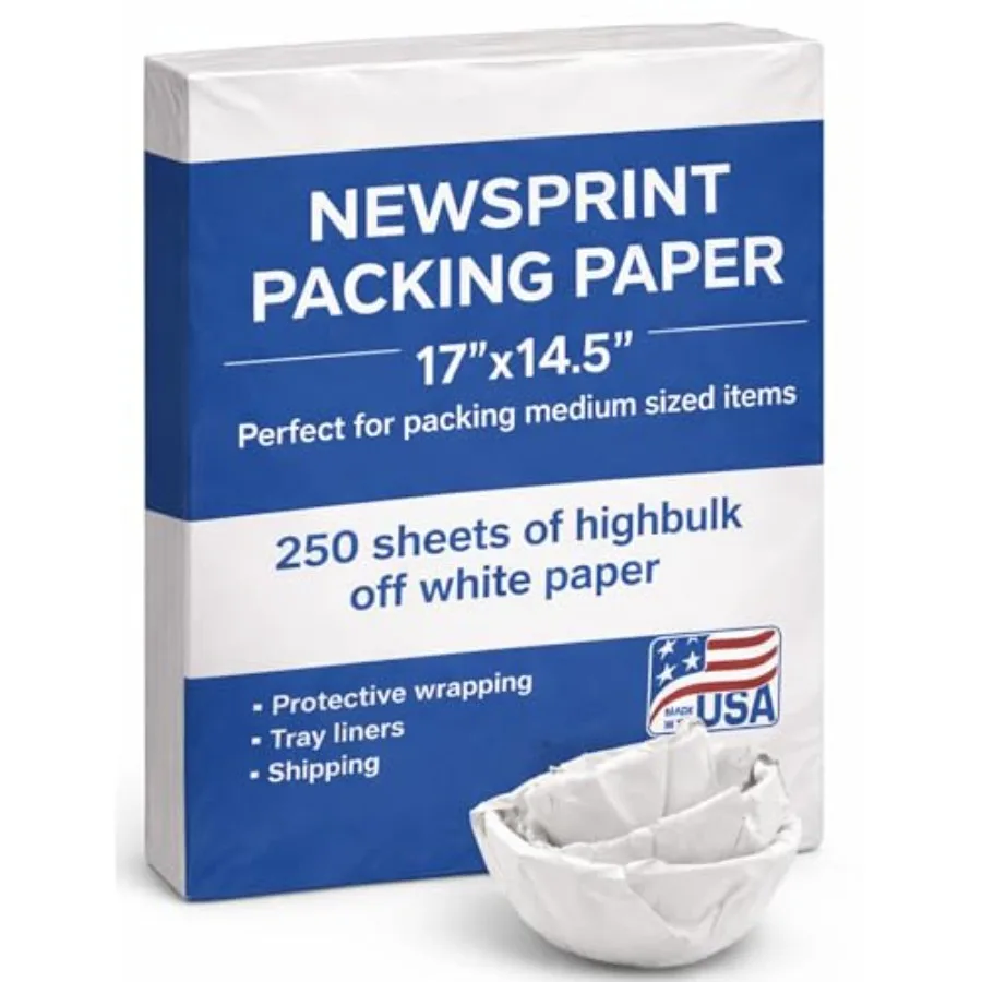 

Newsprint Packing Paper Sheets for Moving 250 newspaper-style sheets ideal for wrapping and protecting fragile items, filling b