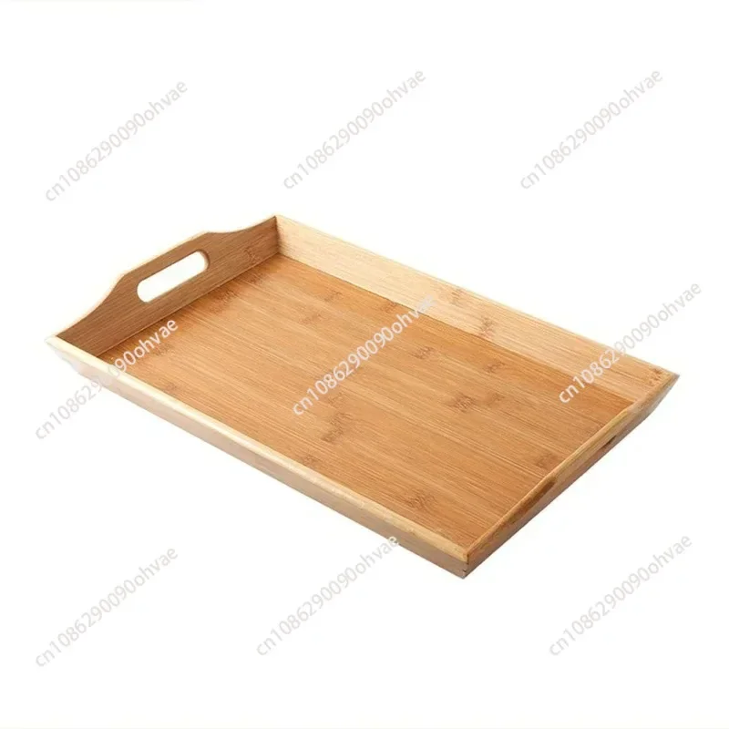 Bamboo tray, rectangular wooden handle, household serving,  plate, tea cup