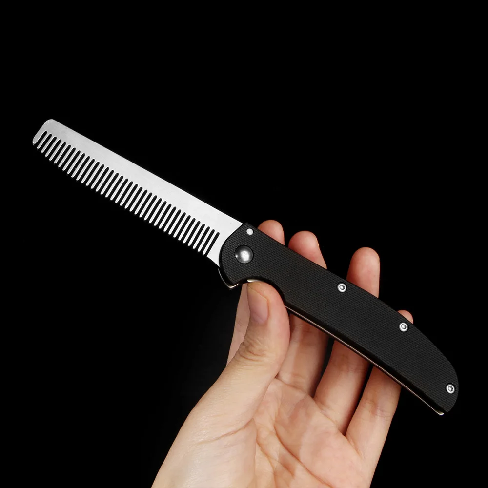 Metal Folding Beard Comb Dual-Purpose Hair & Mustache Styling Tool, Compact Travel Grooming Kit Barber-Grade Home Essentials