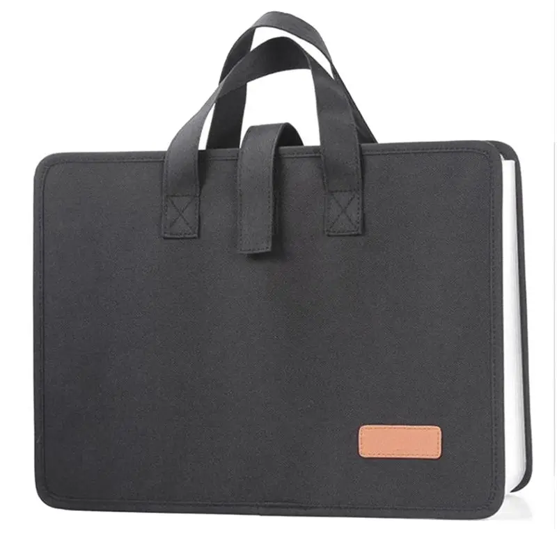 N86R 13 Pockets Expander File Folder Document Organizer with Handle A4 Size Capacity Accordion File Organizer Black