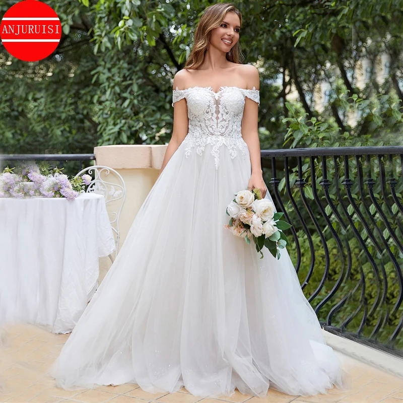 

Off The Shoulder Lace Wedding Dress A Line Backless Tulle Sweetheartr Appliques Classical Bridal Gowns Bridal Party For Women