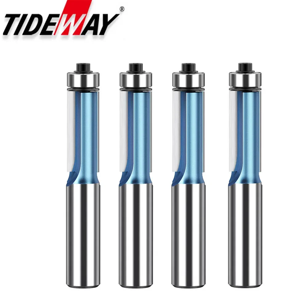 Tideway Bearing Flush Trim Router Bit Industrial Grade Lengthed Milling Bits for Woodworking Tool 1/2 1/4 Trimming CNC Cutter