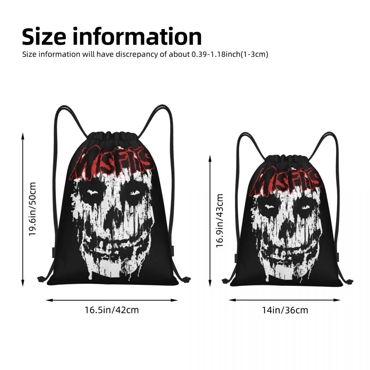 Misfits Skull Drawstring Bags Football Backpack Gym Sackpack Horror Halloween String Bag for Yoga