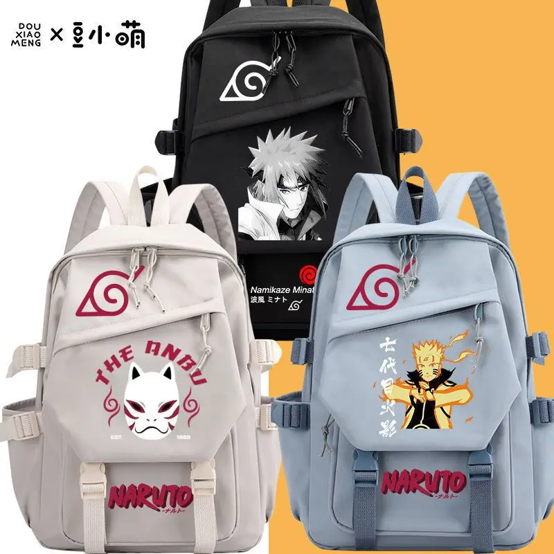 anime characters who travel with backpacks Bioworld Naruto Shippuden Group Fight Pose Sasuke Sakura Uzumaki School Backpack FINAL FANTASY Anime Casual Backpack