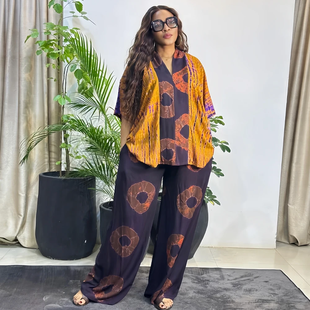 African Clothes for Women Ankara Dashiki 2 Piece Set Ankara Turkey Outfits 2025 Fashion Print Tops Pants Trousers Suit Plus Size
