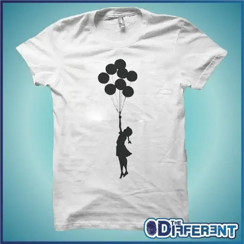 T Shirt Fille Ballons Blanc The Happiness Is Have My Neuf