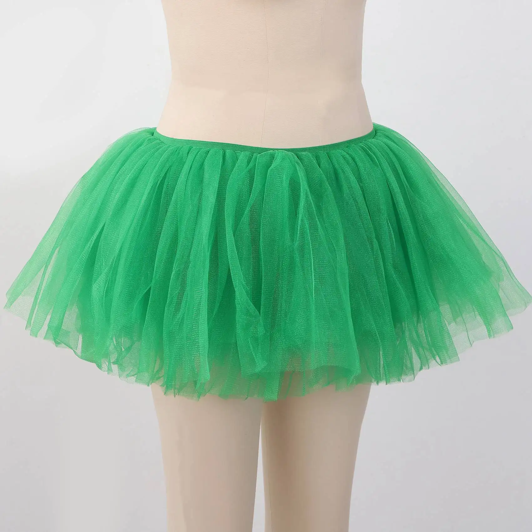 Dance Tulle Tutu 5 Layered Tutu Prom Party Costume Tulle Tutu for Women and Girls,Green