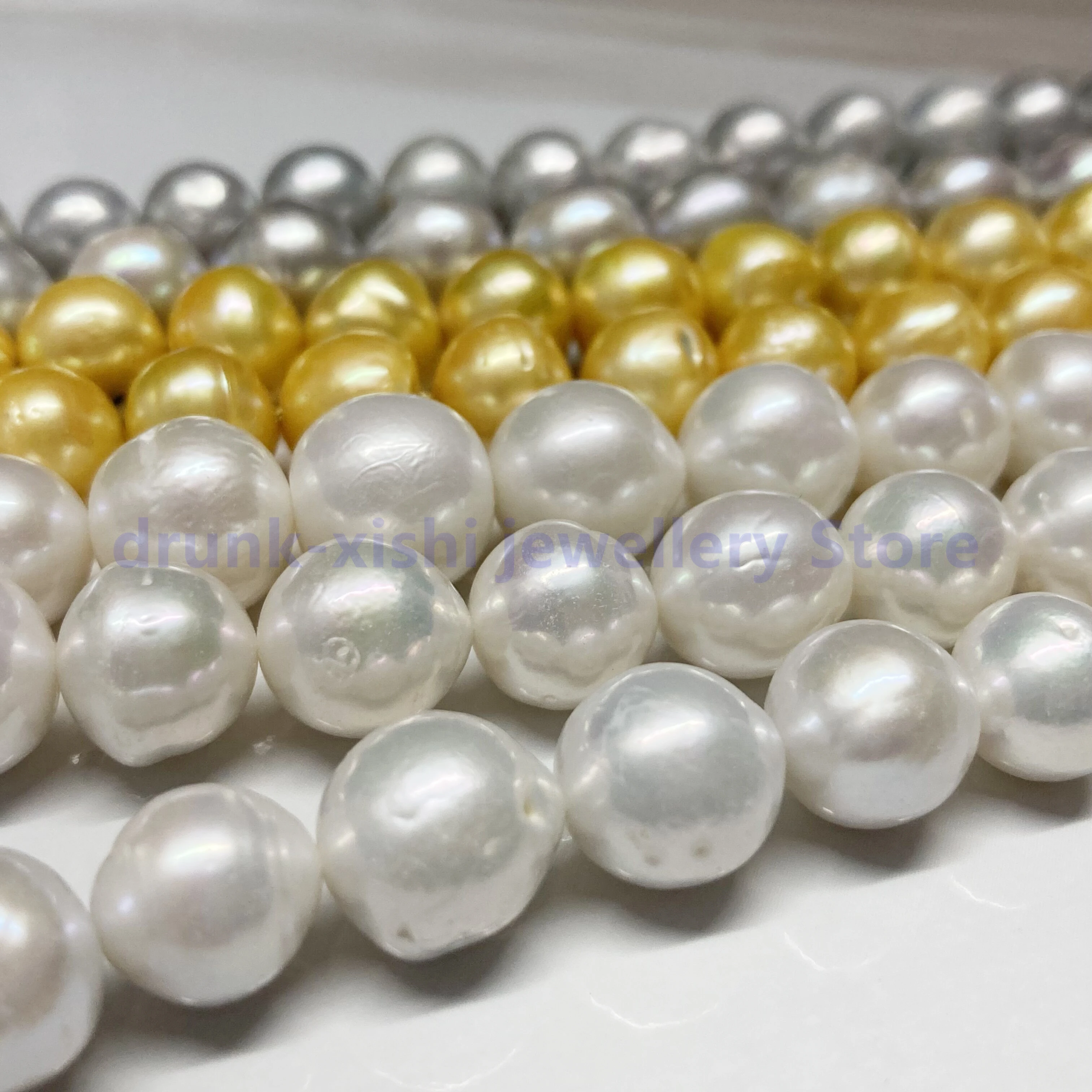 Seawater Large Natural Aaa++ South Sea White Golden Gray Real Baroque Pearl Necklace With 18 Inch Silver 925