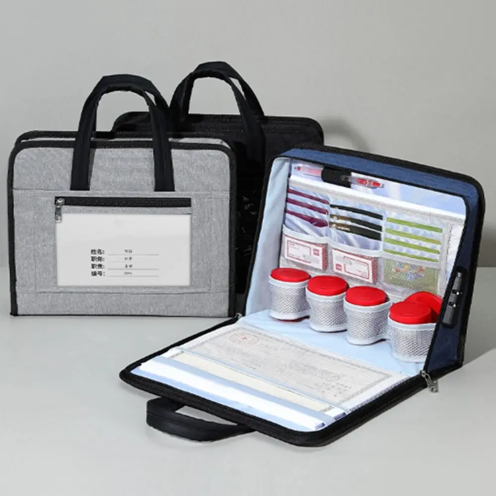 حقيبة أمتعة السفر المحمولة ذات سعة كبيرة وسحاب للإغلاق A4 مجلد ملفات المستندات عملي مع مقبض حقيبة دفتر الملاحظات