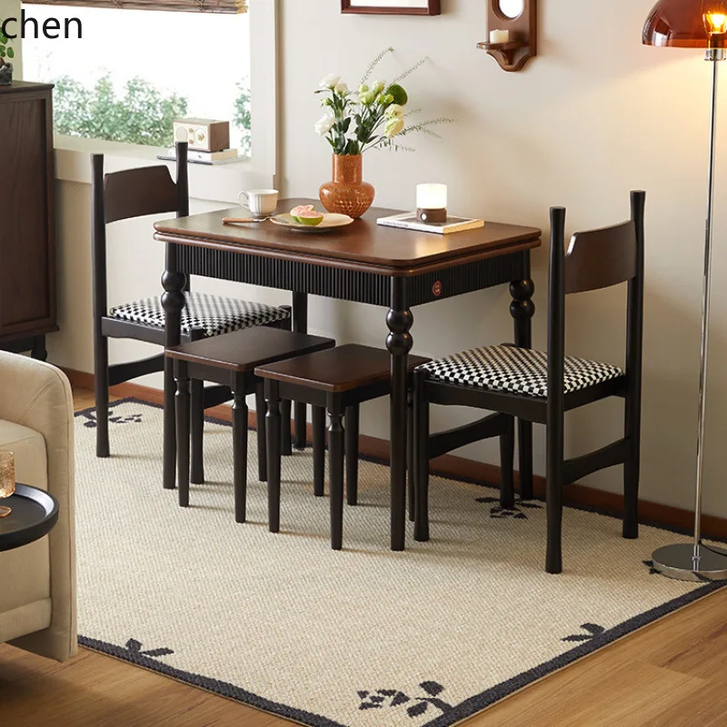 ZML Small Apartment Folding Dining Table Home Retro Extendable Wall-Mounted Solid Wood Dining Table