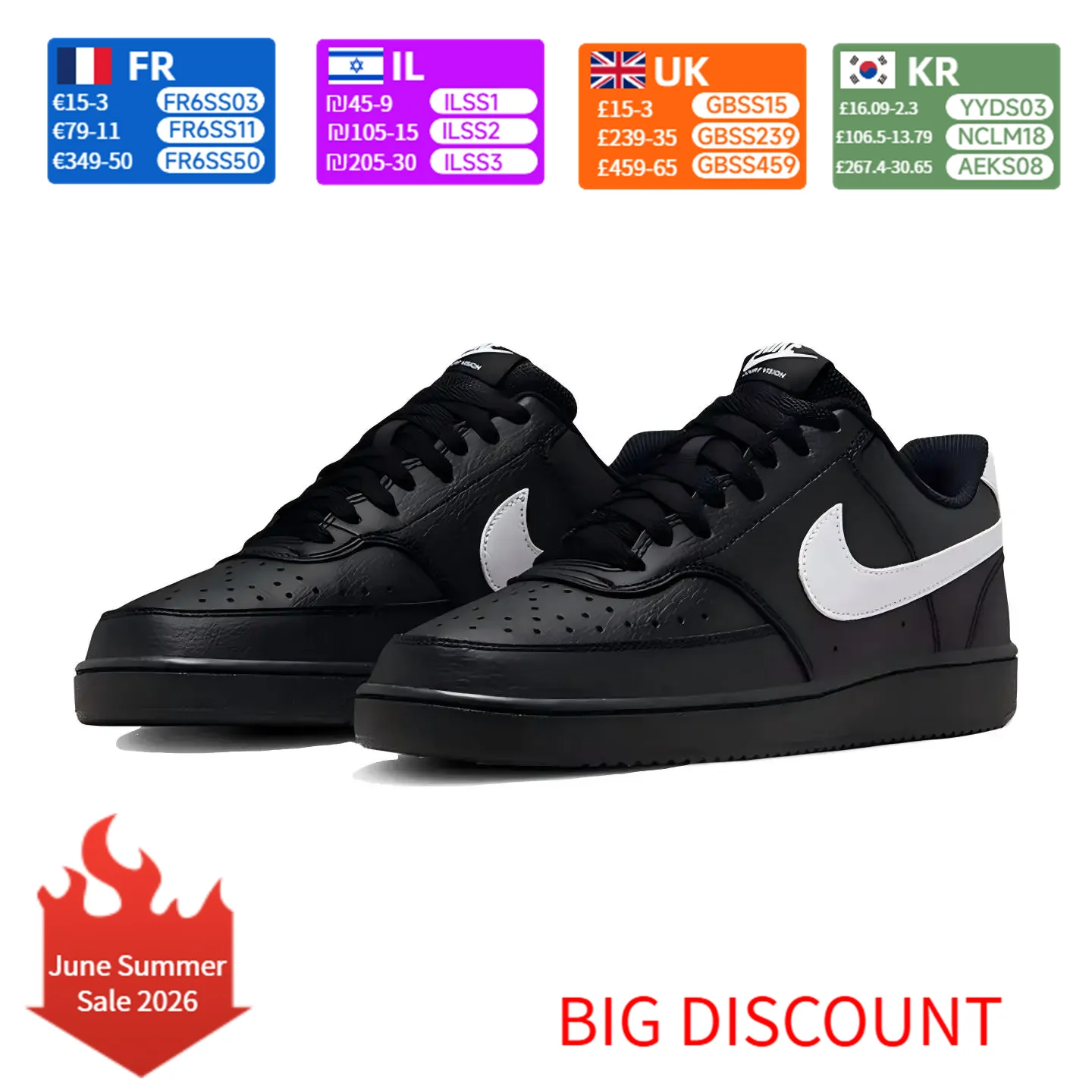 

Nike Court Vision 1 Comfort Low-Top Basketball Shoes Unisex BlackFZ0630-010