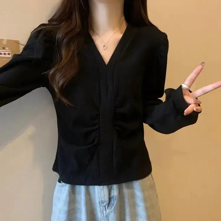 

Design-Inspired Spring-Autumn Bubble Sleeve Crinkle Base Shirt