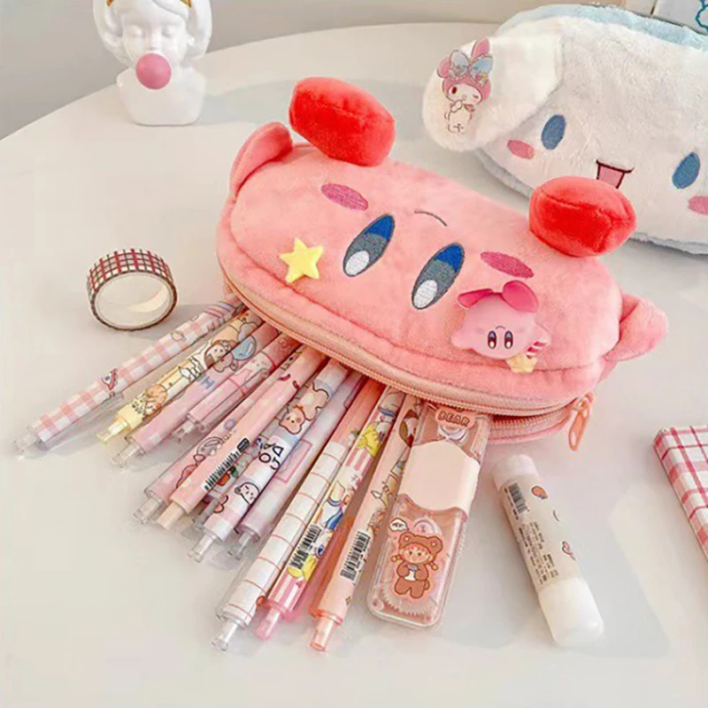 Sanrio Plush Pencil Cases Kawaii Kuromi Cinnamoroll Student Large Capacity Pen Pouch Pen Bag Girl Kid School Stationery Supplies