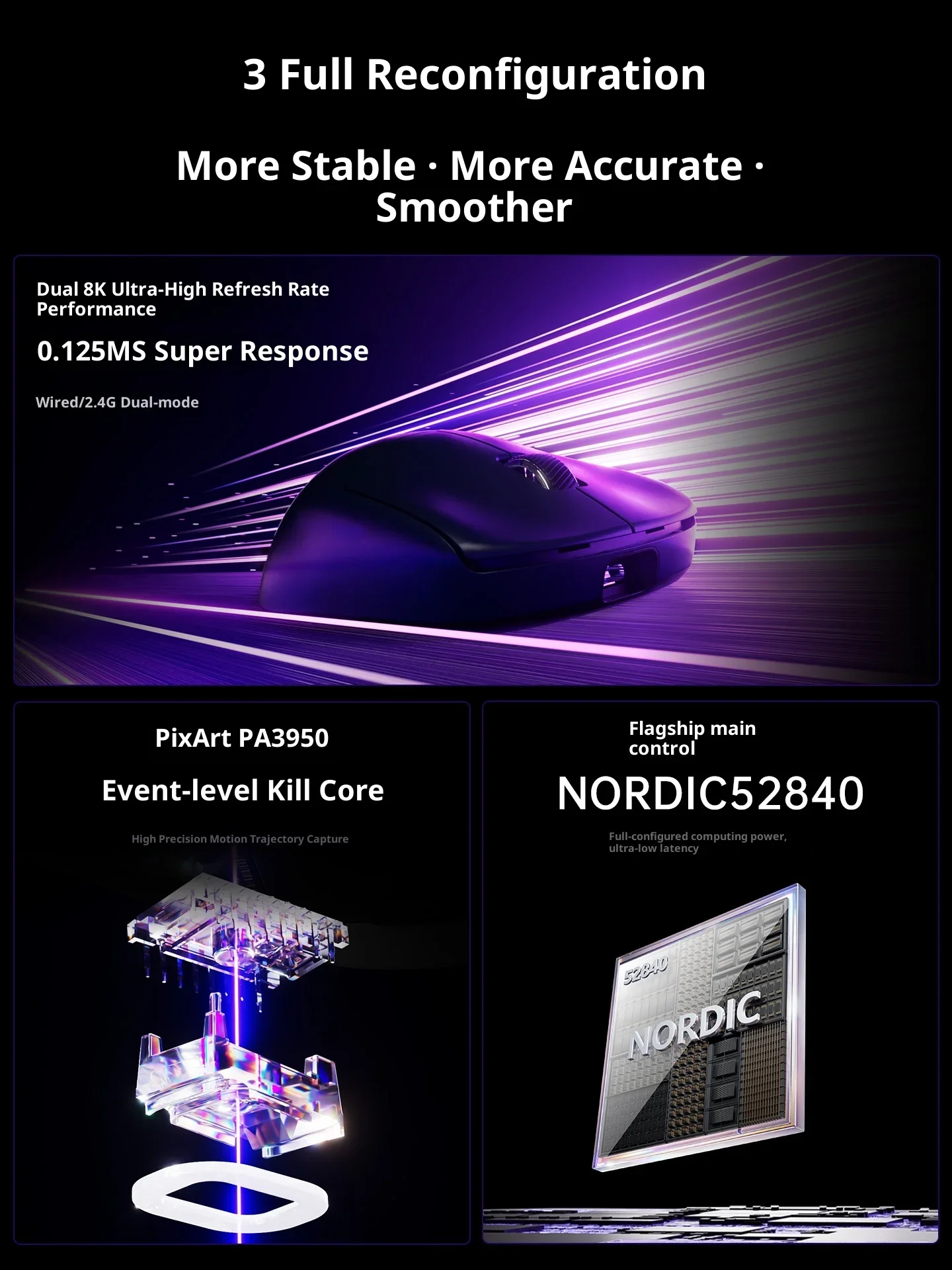 XIBERI EX Dual 8K FPS E-sports Mouse 2.4G ماوس ألعاب مزدوج الوضع PAW3950 0.125ms 45g ماوس خفيف الوزن لهدايا ألعاب الكمبيوتر #5