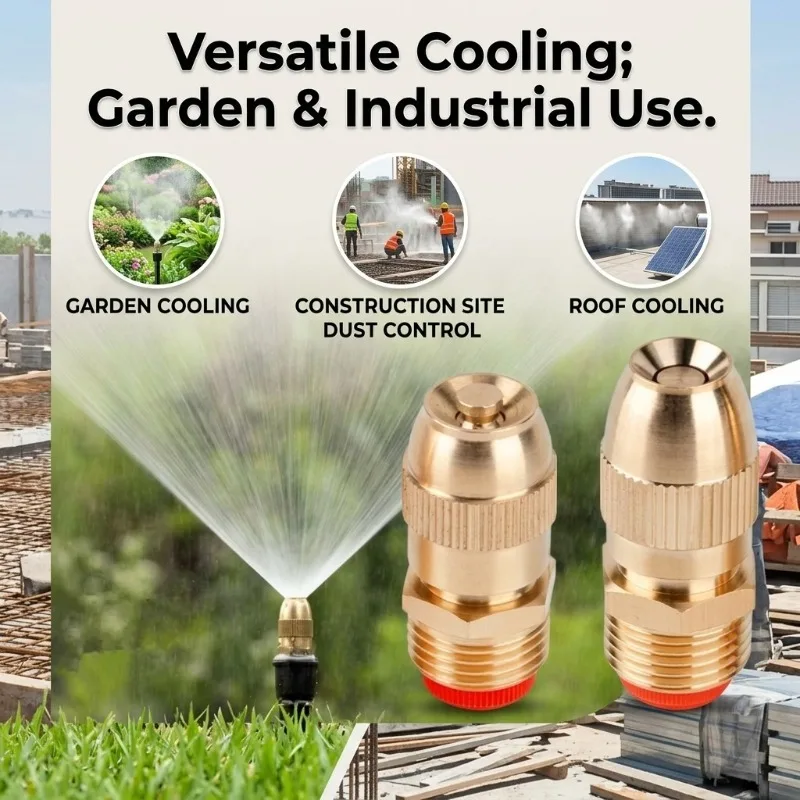 Brass Garden Sprinkler Nozzle Adjustable Mist Atomization Irrigation Nozzle 1/2 Inch External Thread Hose Connector Nozzle