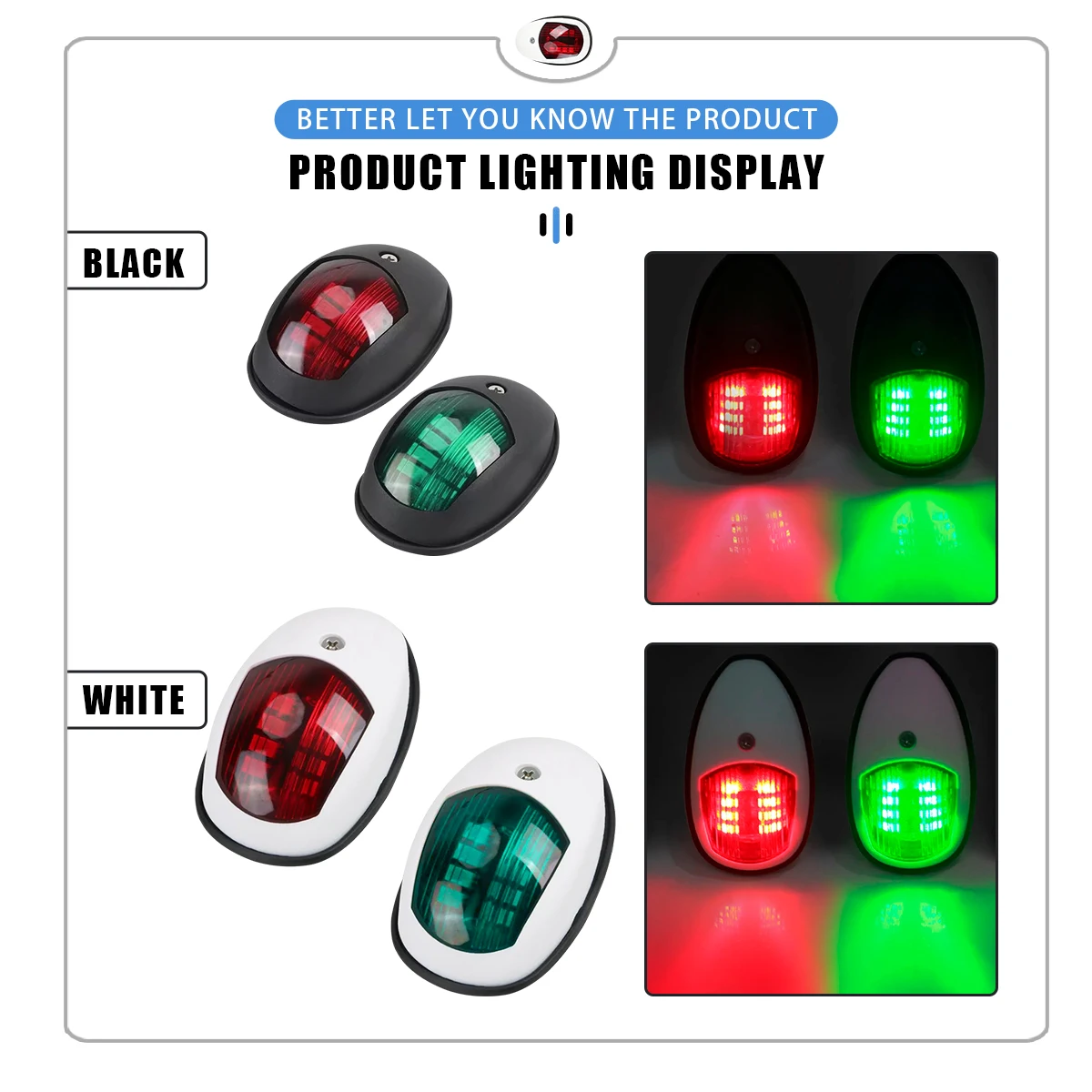 Yacht Navigation Light Waterproof LED Marine Sounding Light Navigation Light Red and Green Marine Light 12V 24V 2 PCS