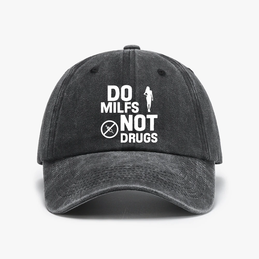 

Do Milfs Not Drugs Print soft top Baseball Caps Outdoor Adjustable Casual cowboy Hats fashion Sunscreen Hat