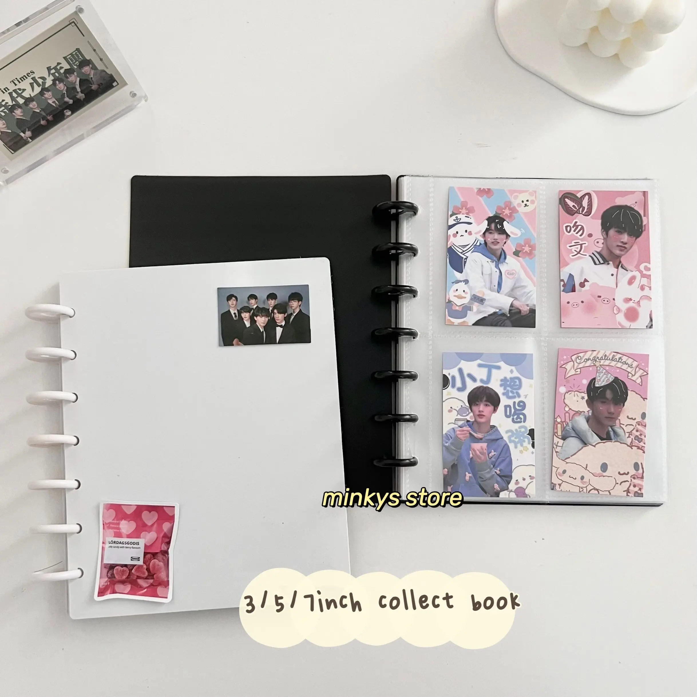 

MINKYS New Mushroom Hole 3/5/7 inch Kpop Photocards Album Collect Book Star Chaser Album Small Card Storage Album Stationery