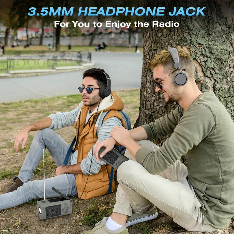 Emergency Weather Radio 4000mAh Solar Hand Crank Portable AM/FM/NOAA with Flashlight & Reading Lamp SOS for Home and Outdoor ﻿