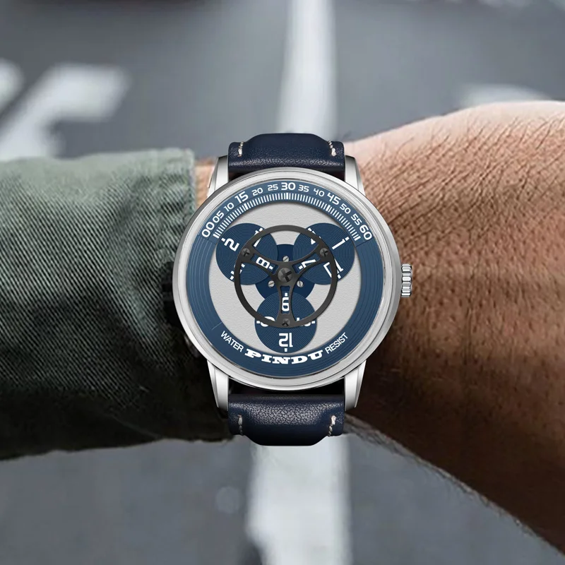 2024 PINDU Automatic Mechanical Watch Man European American Business Leisure Wristwatch Luxury Luminous Waterproof Watch+box