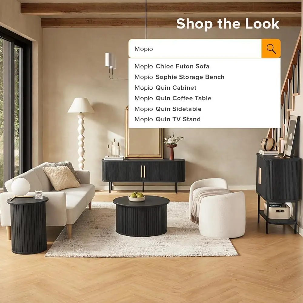 Modern Round Coffee Table with Hidden Storage Mid Century Design Living Room Accent and Organization Solution