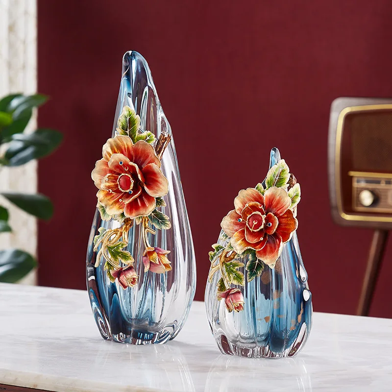 Light luxury glazed vase ornament high-end living room entrance wine cabinet model house villa housewarming enamel color