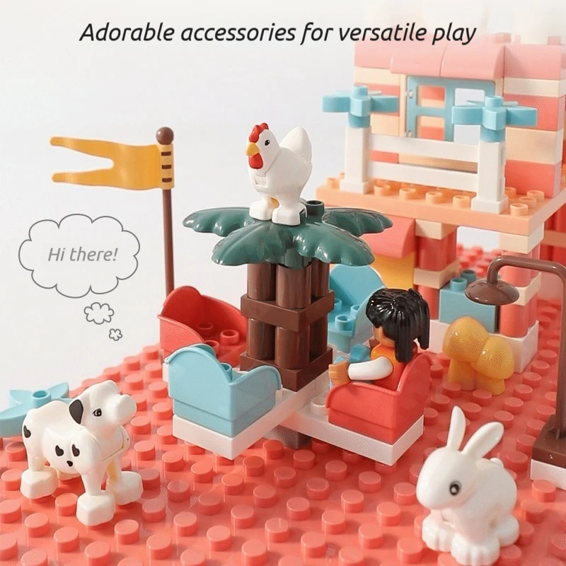 Castle house mini building blocks girl pretend play toy for 3-6 years old large-piece assembling toy for developing intelligence