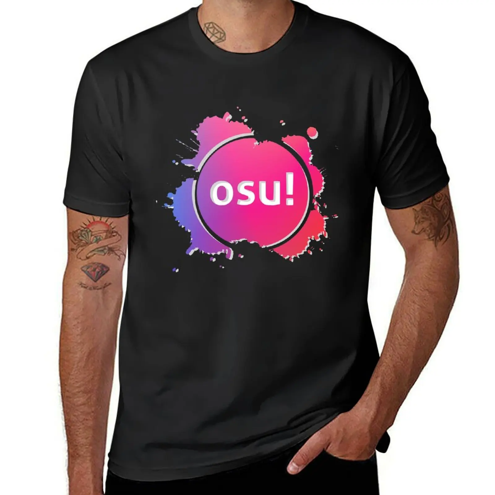 Design osu! Blue / Pink T-Shirt summer clothes vintage customs oversized t shirt men