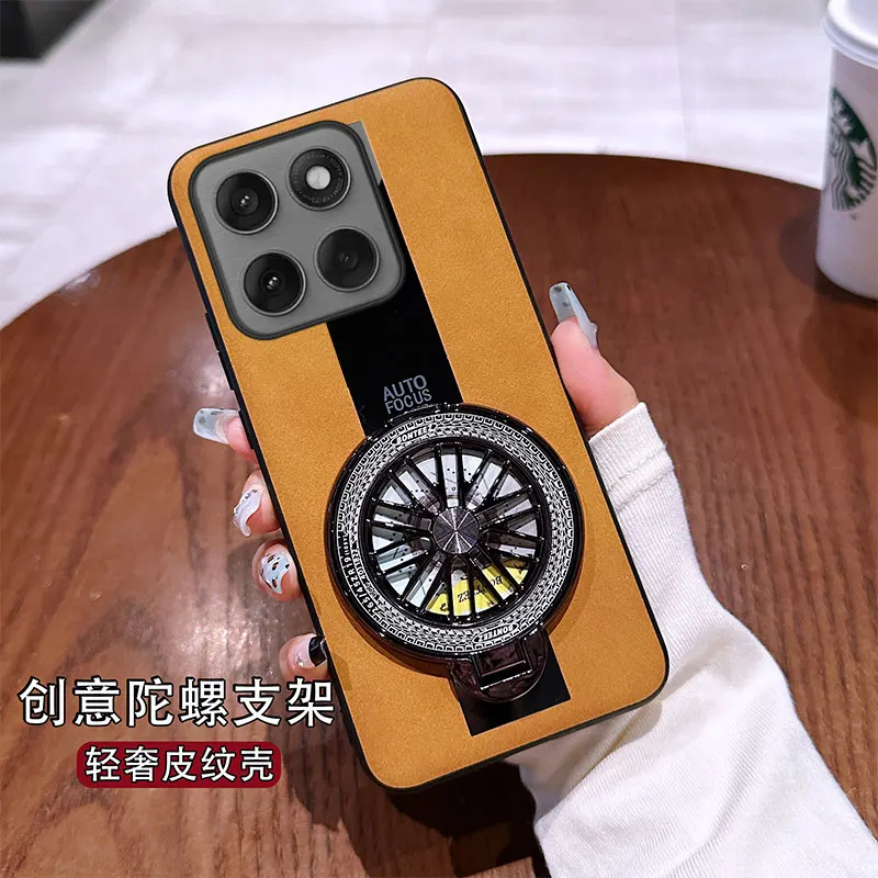 Funda لموتورولا موتو G100 حافظة جيروسكوب قوس فاخر حامل مغناطيسي شبكي بولي PU غطاء جلد الغنم غطاء سيليكون