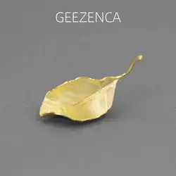 GEEZENCA 925 Sterling Silver 3D Leaf Brooches For Women Original Design Cute Chic Clothing Accessories Aesthetic Pins 2024 New