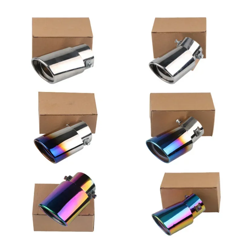 Universal Auto Auspuff Schall dämpfer Spitze rund Edelstahl Auto Heck hinten Chrom rund Auspuffrohr Heck Schall dämpfer Spitze Rohr