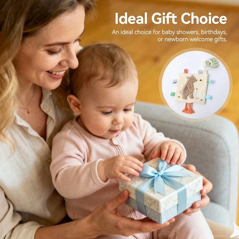 Infants Newborn Gift Soft Cotton Baby Sensory Toy Activity Cube Rattle Teething Book Mirror Crinkle Paper Early Development Toy