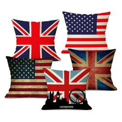 1pcs/Set Stripe Usa English Union Jack American Flag Throw Pillow Cases 45Cmx45Cm Square Top King Size Bed Printing Cushions