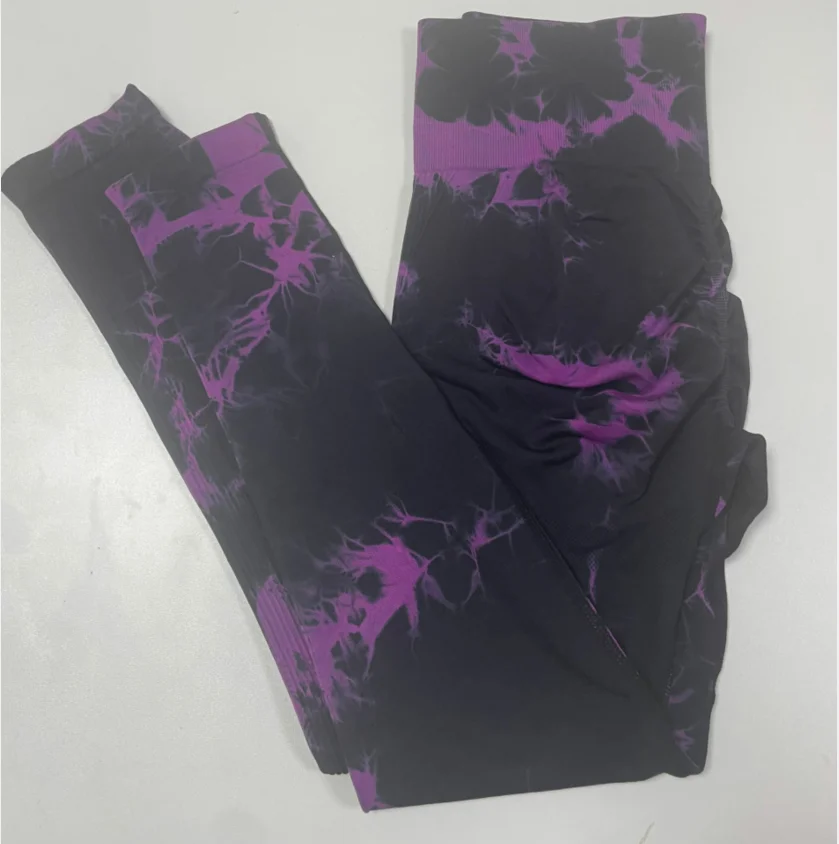 Scrunch Butt Lifting Leggings For Women High Waisted Tie Dye Fragmented Flower Workout Seamless Yoga Pants Peach Lift Tights
