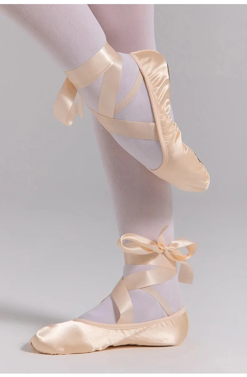 S.lemon Damen Satin Ballettschuhe mit Bandverschluss Blush Pink Professionelle Tanzschuhe – Detail 14