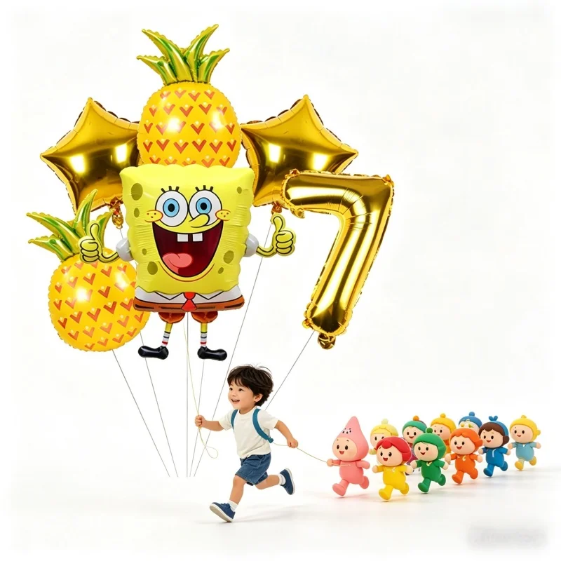 SpongeBob Themen-Folienballons Zahlen-Aluminiumballons Kindergeburtstag Party-Deko Babyparty-Zubehör