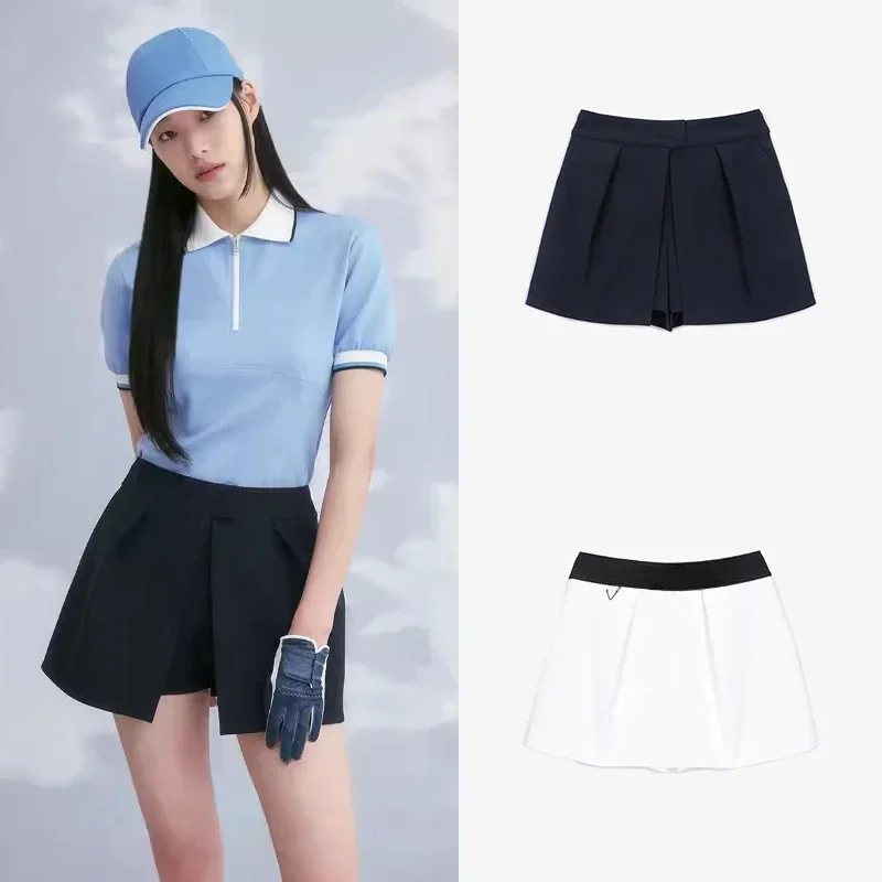 

Summer Golf Women's Fashion Anti-light Casual Pants Double-layer Split Shorts Elastic Waist Pleated Skirt